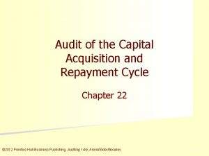 Audit of the Capital Acquisition and Repayment Cycle