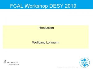 FCAL Workshop DESY 2019 Introduction Wolfgang Lohmann 19