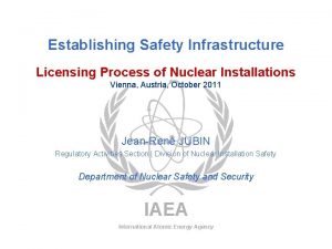 Establishing Safety Infrastructure Licensing Process of Nuclear Installations