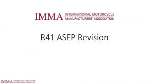 R 41 ASEP Revision History Starting point for