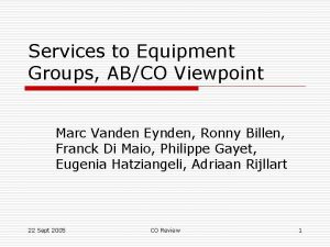 Services to Equipment Groups ABCO Viewpoint Marc Vanden