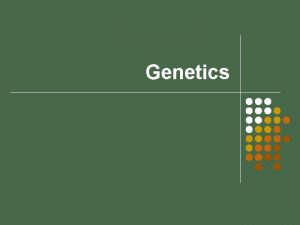 Genetics Gregor Mendel l l Father of genetics