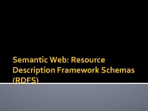 Semantic Web Resource Description Framework Schemas RDFS RDFS
