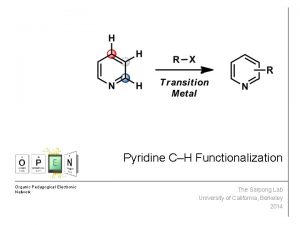 Pyridine CH Functionalization Organic Pedagogical Electronic Network The