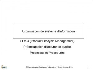 Urbanisation de systme dinformation PLM 4 Product Lifecycle