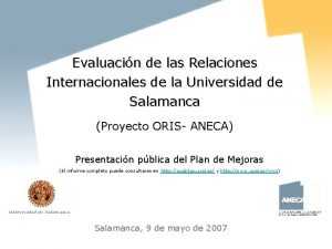 Plan de Mejoras Proyecto ORISANECA Evaluacin de las