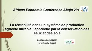 African Economic Conference Abuja 2016 La rentabilit dans