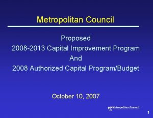 Metropolitan Council Proposed 2008 2013 Capital Improvement Program
