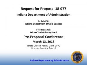 Request for Proposal 18 077 Indiana Department of