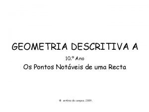 GEOMETRIA DESCRITIVA A 10 Ano Os Pontos Notveis