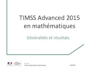 TIMSS Advanced 2015 en mathmatiques Gnralits et rsultats