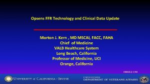Opsens FFR Technology and Clinical Data Update Morton