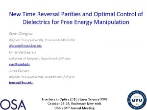 New Time Reversal Parities and Optimal Control of