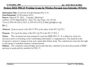 14 November 2001 doc IEEE 802 15 01508