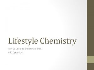 Lifestyle Chemistry Part 2 Colloids and Surfactants HSC