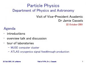 Particle Physics Department of Physics and Astronomy Visit