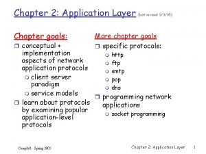 Chapter 2 Application Layer Chapter goals r conceptual