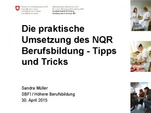 Die praktische Umsetzung des NQR Berufsbildung Tipps und