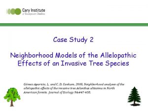 Case Study 2 Neighborhood Models of the Allelopathic