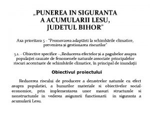 PUNEREA IN SIGURANTA A ACUMULARII LESU JUDETUL BIHOR