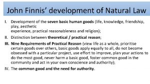 John Finnis development of Natural Law I Development