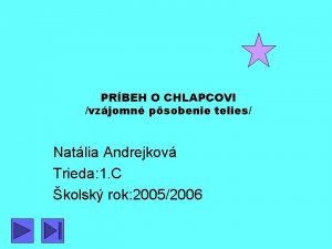 PRBEH O CHLAPCOVI vzjomn psobenie telies Natlia Andrejkov