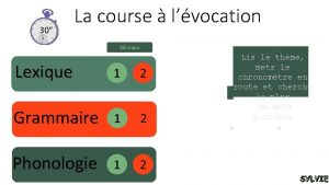 La course lvocation Niveaux Lexique 1 2 Grammaire