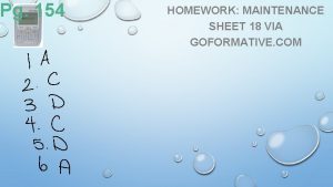 Pg 154 HOMEWORK MAINTENANCE SHEET 18 VIA GOFORMATIVE