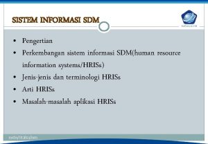 SISTEM INFORMASI SDM Pengertian Perkembangan sistem informasi SDMhuman