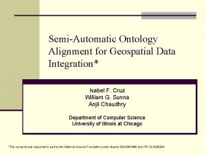 SemiAutomatic Ontology Alignment for Geospatial Data Integration Isabel