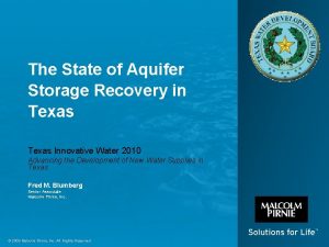 The State of Aquifer Storage Recovery in Texas