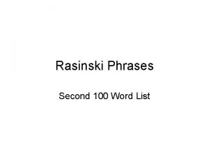 Rasinski Phrases Second 100 Word List Over the