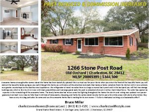 PRICE REDUCED COMMISSION INCREASED 1266 Stone Post Road