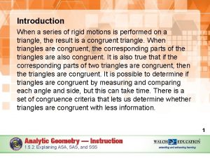 Introduction When a series of rigid motions is