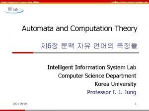 Dept Computer Science Korea Univ Intelligent Information System