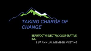 TAKING CHARGE OF CHANGE BEARTOOTH ELECTRIC COOPERATIVE INC