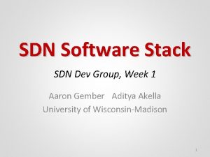 SDN Software Stack SDN Dev Group Week 1