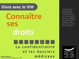 Vivre avec le VIH Connatre ses droits 6