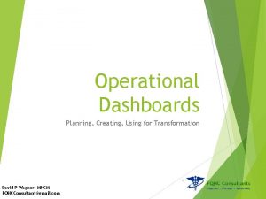Operational Dashboards Planning Creating Using for Transformation 1
