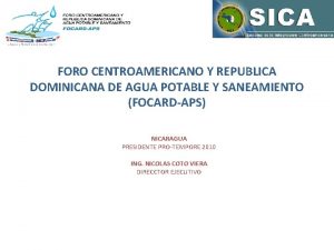 FORO CENTROAMERICANO Y REPUBLICA DOMINICANA DE AGUA POTABLE