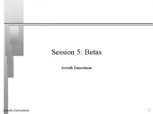 Session 5 Betas Aswath Damodaran 1 Estimating Beta