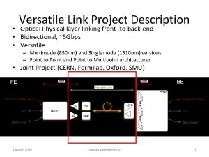 Versatile Link Project Description Optical Physical layer linking