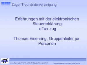 Zuger Treuhndervereinigung Erfahrungen mit der elektronischen Steuererklrung e