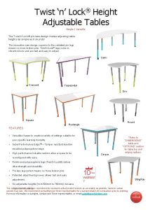 Twist n Lock Height Adjustable Tables Simple Versatile