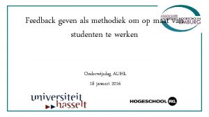 Feedback geven als methodiek om op maat van