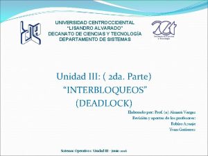 UNIVERSIDAD CENTROCCIDENTAL LISANDRO ALVARADO DECANATO DE CIENCIAS Y