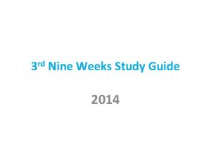 rd 3 Nine Weeks Study Guide 2014 DATA