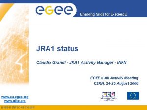 Enabling Grids for Escienc E JRA 1 status