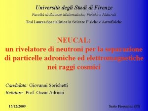 Universit degli Studi di Firenze Facolt di Scienze