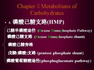 Chapter 3 Metabolisms of Carbohydrates 4 HMP Hexose